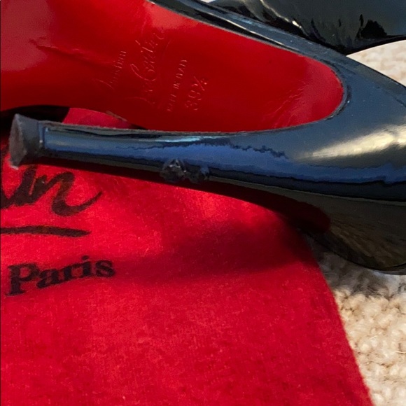 Christian Louboutin Black Patent Slingback Pumps Heels 39.5 - Picture 7 of 7